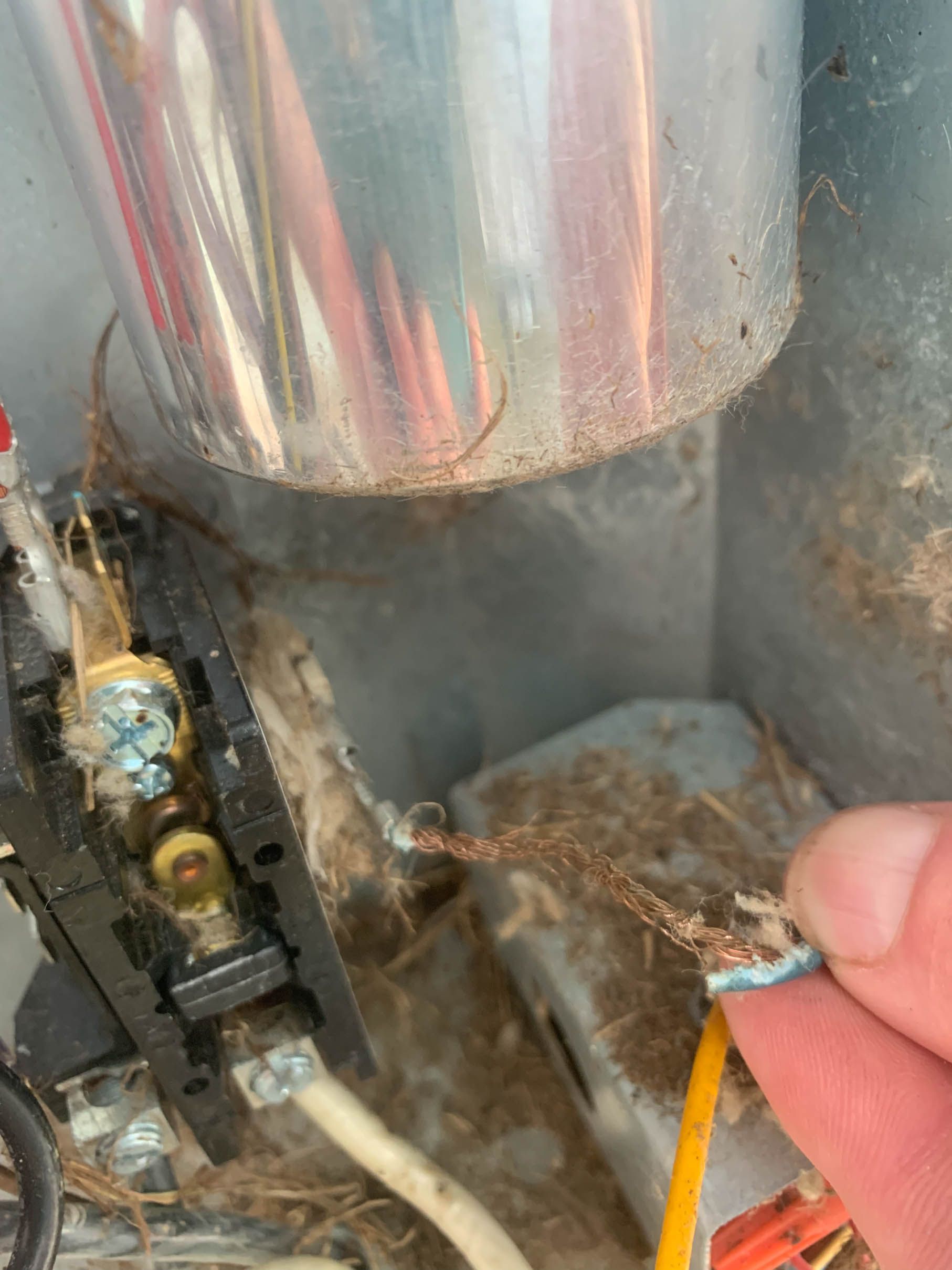 A person is holding a piece of wire in their hand.