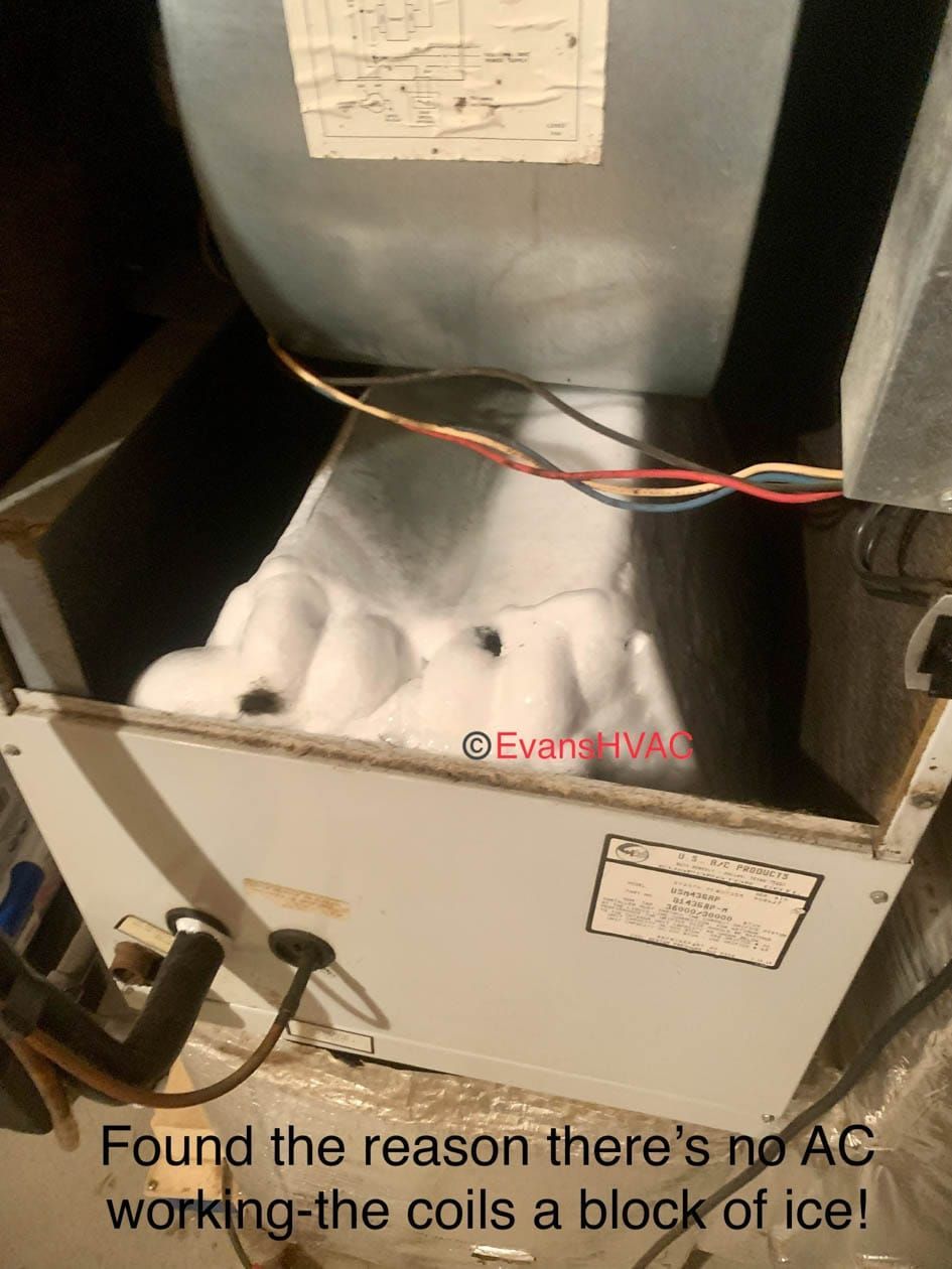 There is no ac working and the coils are a block of ice.