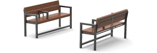 Ein paar Bänke stehen nebeneinander auf einem weißen Hintergrund.