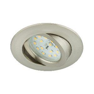 Eine Einbauleuchte aus Edelstahl mit weißem Licht im Inneren.