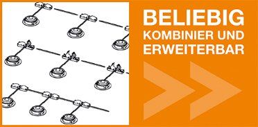 A sign that says beliebig kombinier und erweiterbar on it