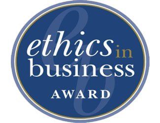 A logo for the ethics in business award