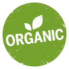 A green circle with the word organic written inside of it.