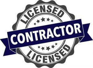 A licensed contractor stamp with a blue ribbon.