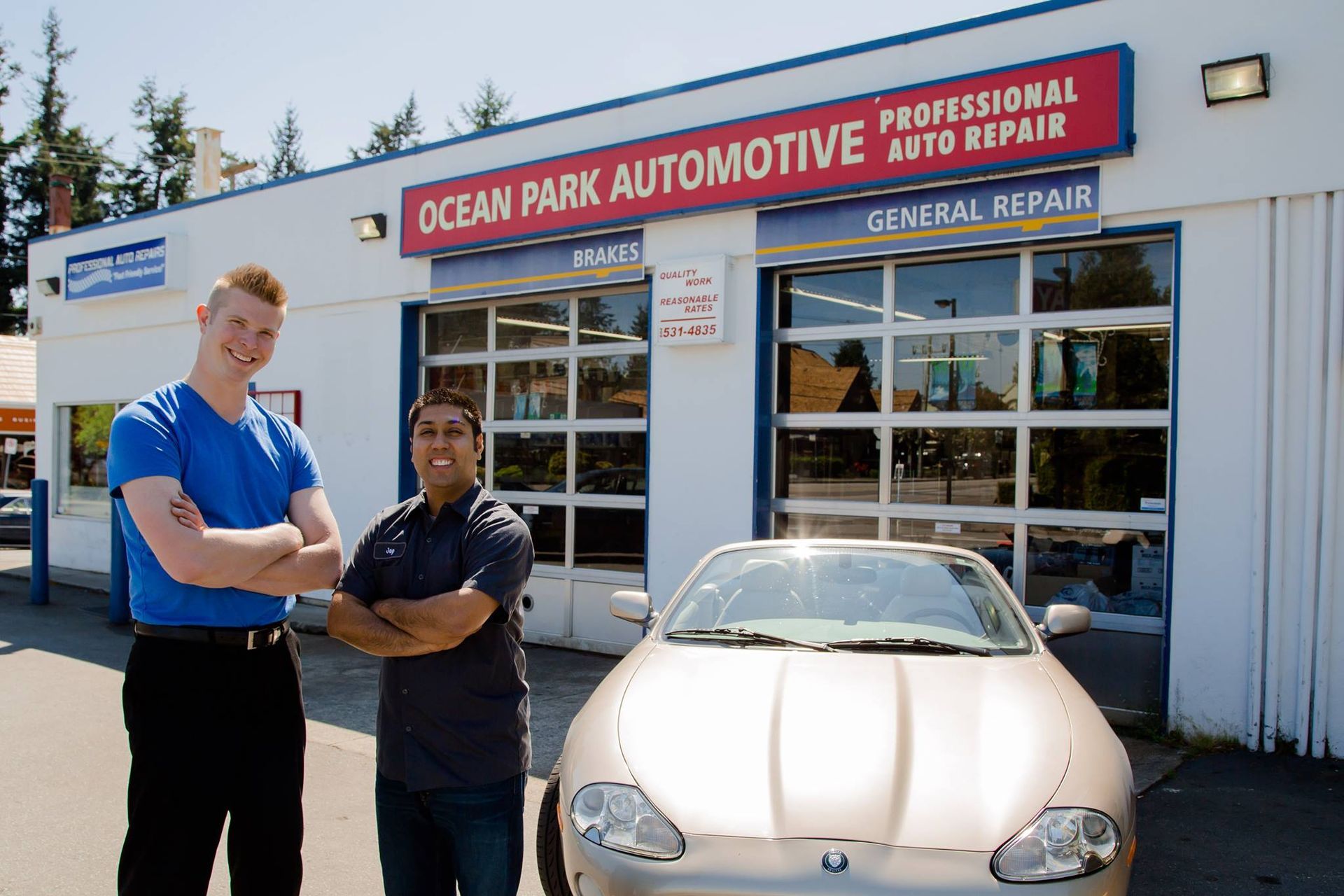 Mechanics in Front an Auto Repair Shop | Ocean Park Automotive