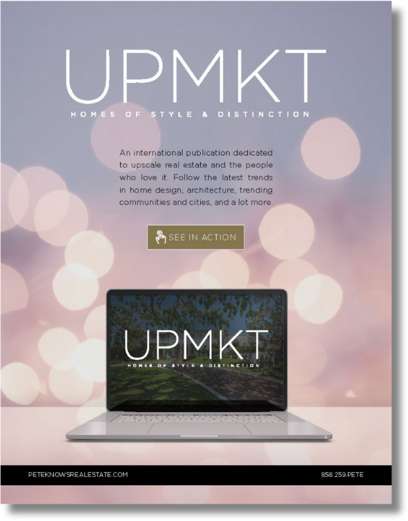 An advertisement for upmkt with a laptop on the cover