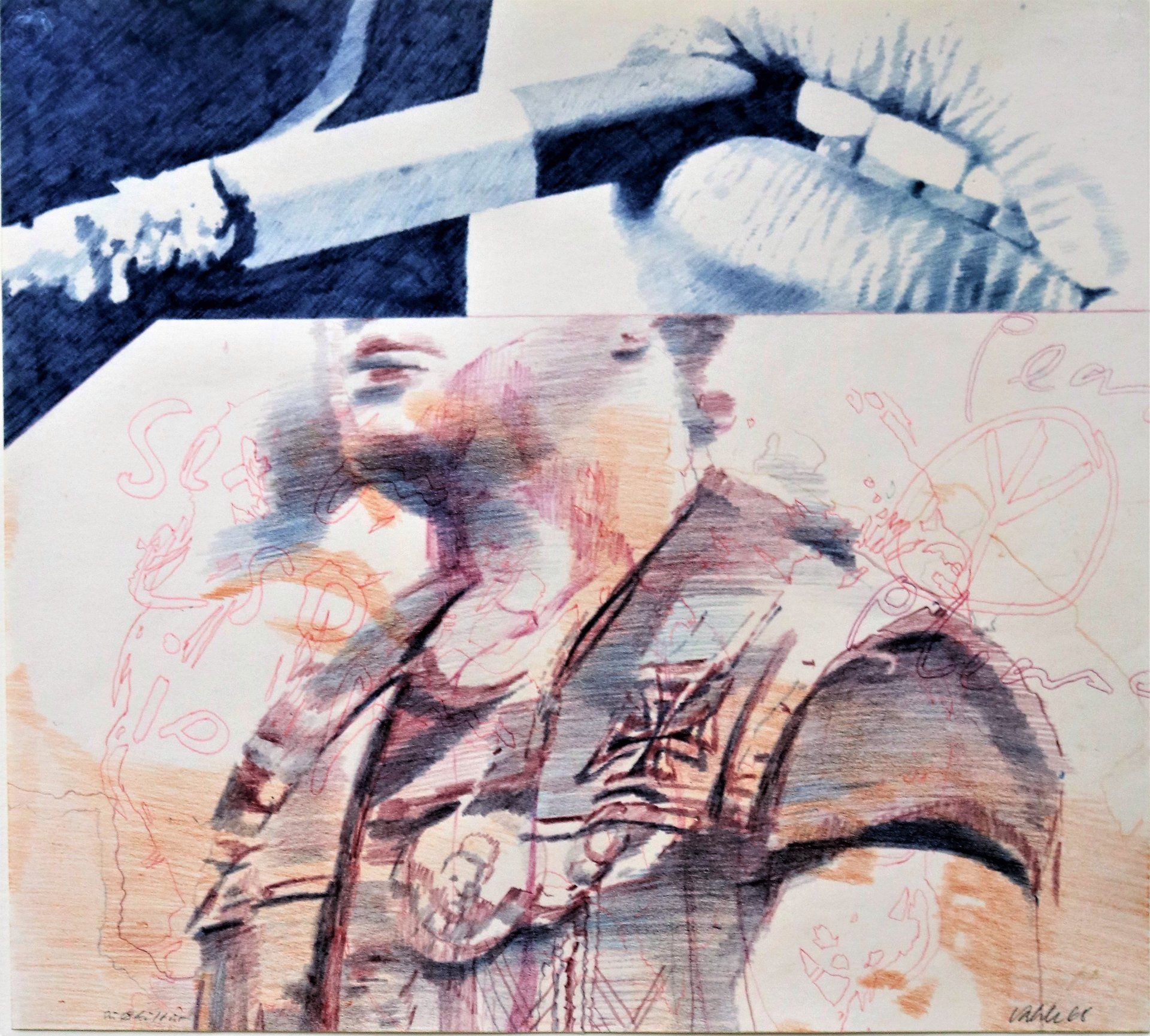 Ein Gemälde eines Mannes mit einem Kreuz auf der Brust