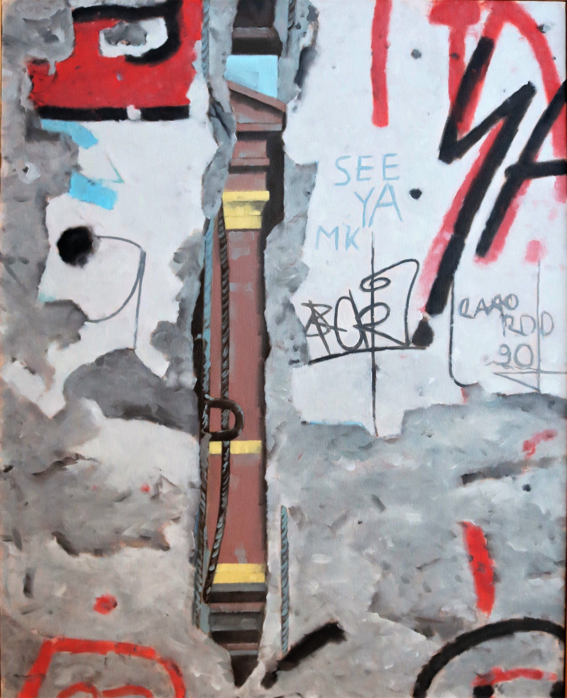 Graffiti an einer Wand mit der Aufschrift „See ya mk“