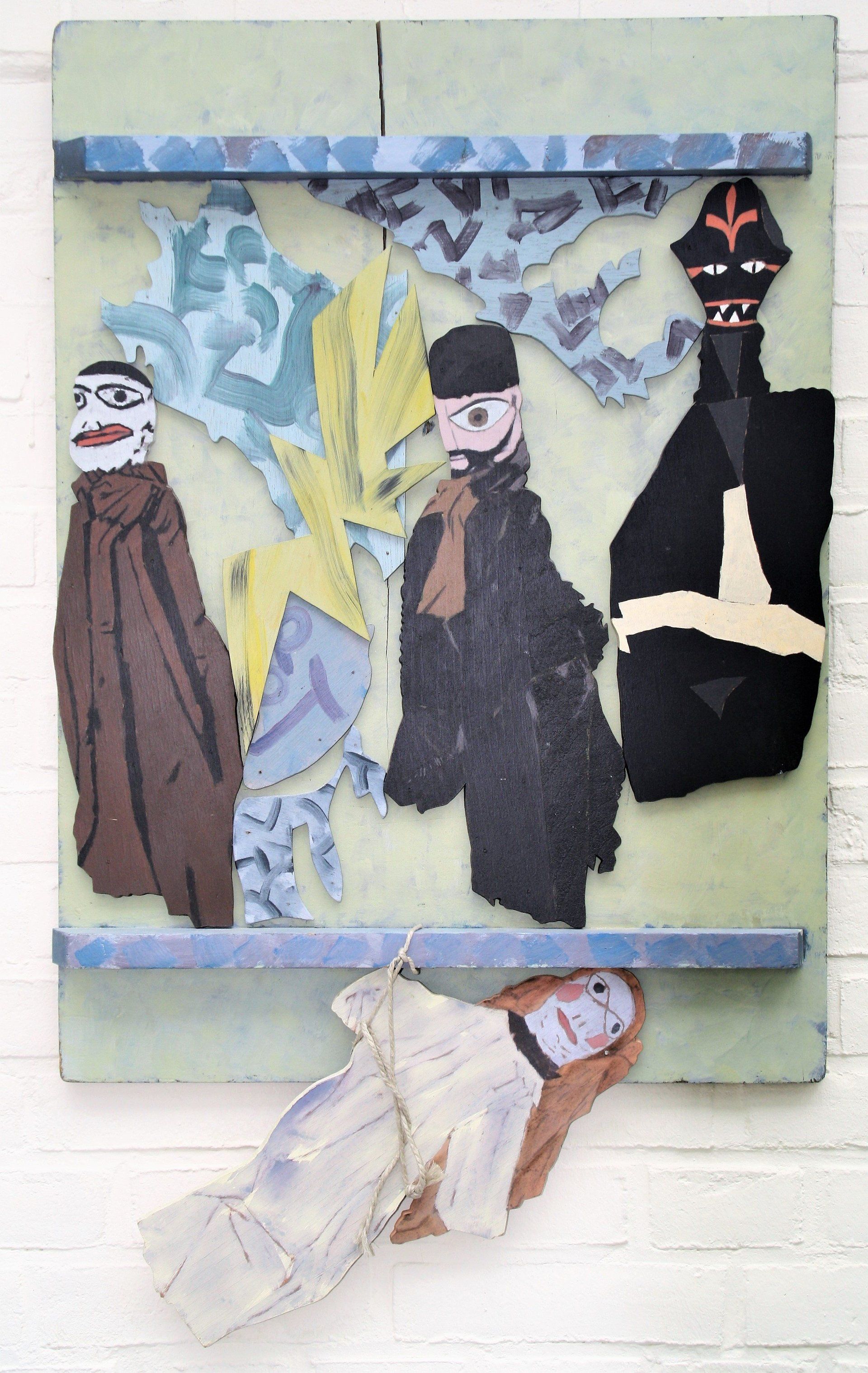 Ein Gemälde einer Gruppe von Menschen, die nebeneinander stehen