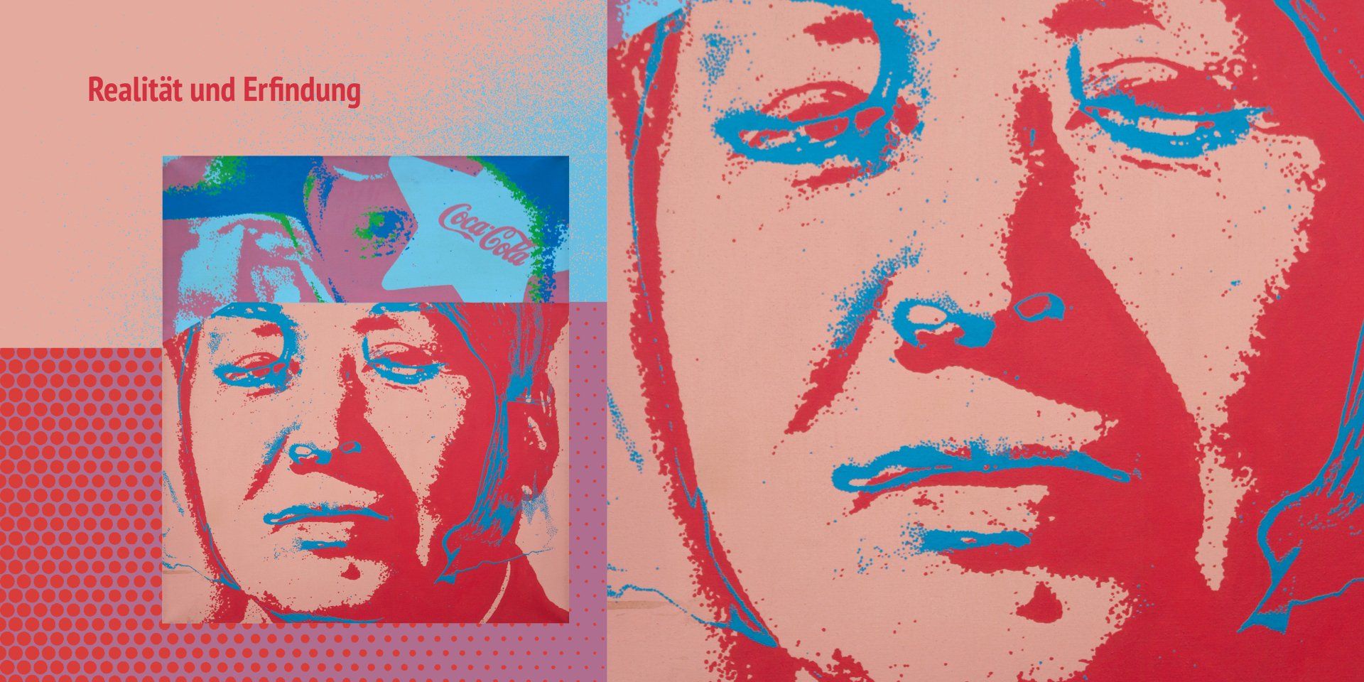 Ein rot-blaues Gemälde eines Männergesichts.