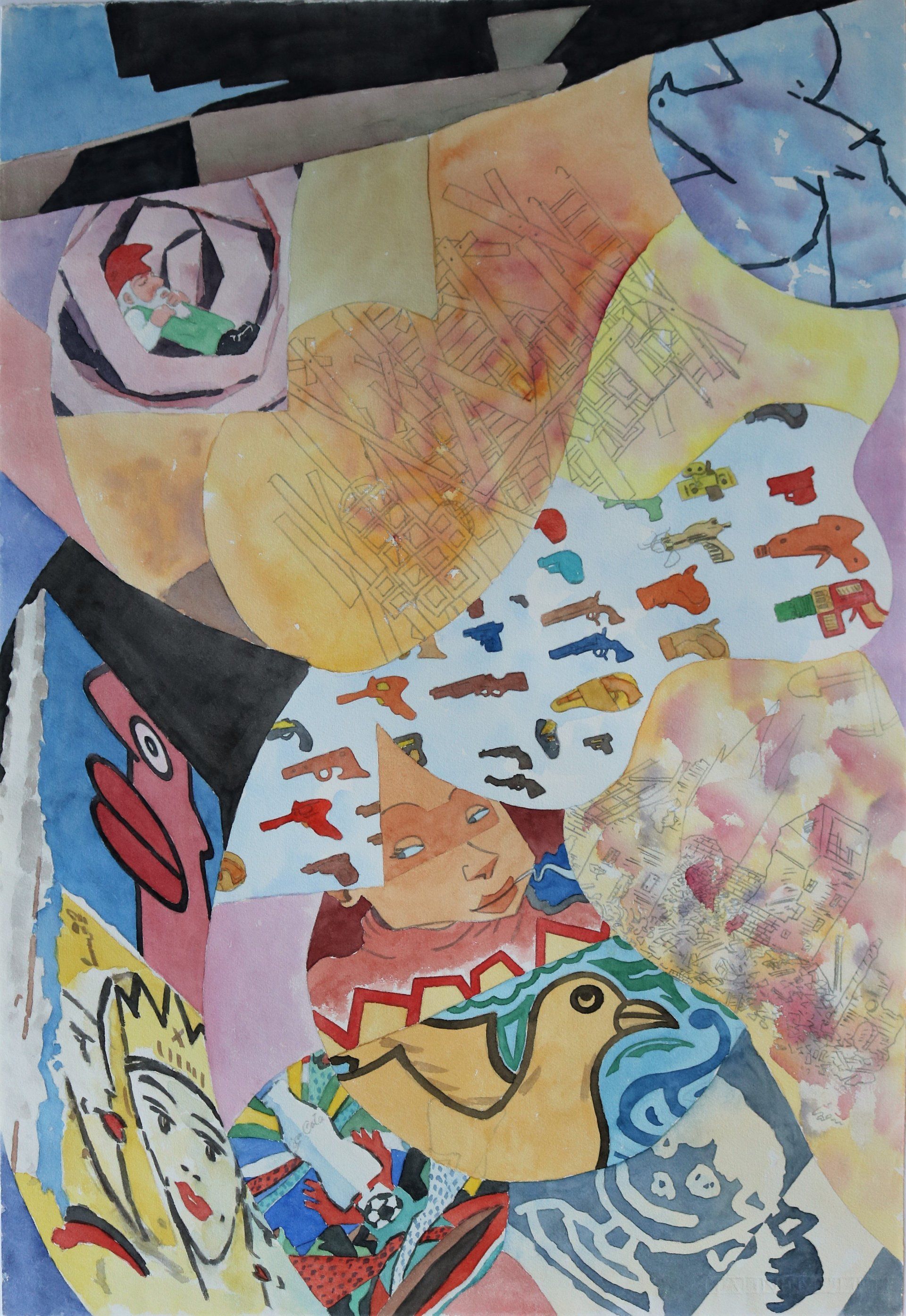 Ein farbenfrohes Gemälde eines Mannes mit Hut