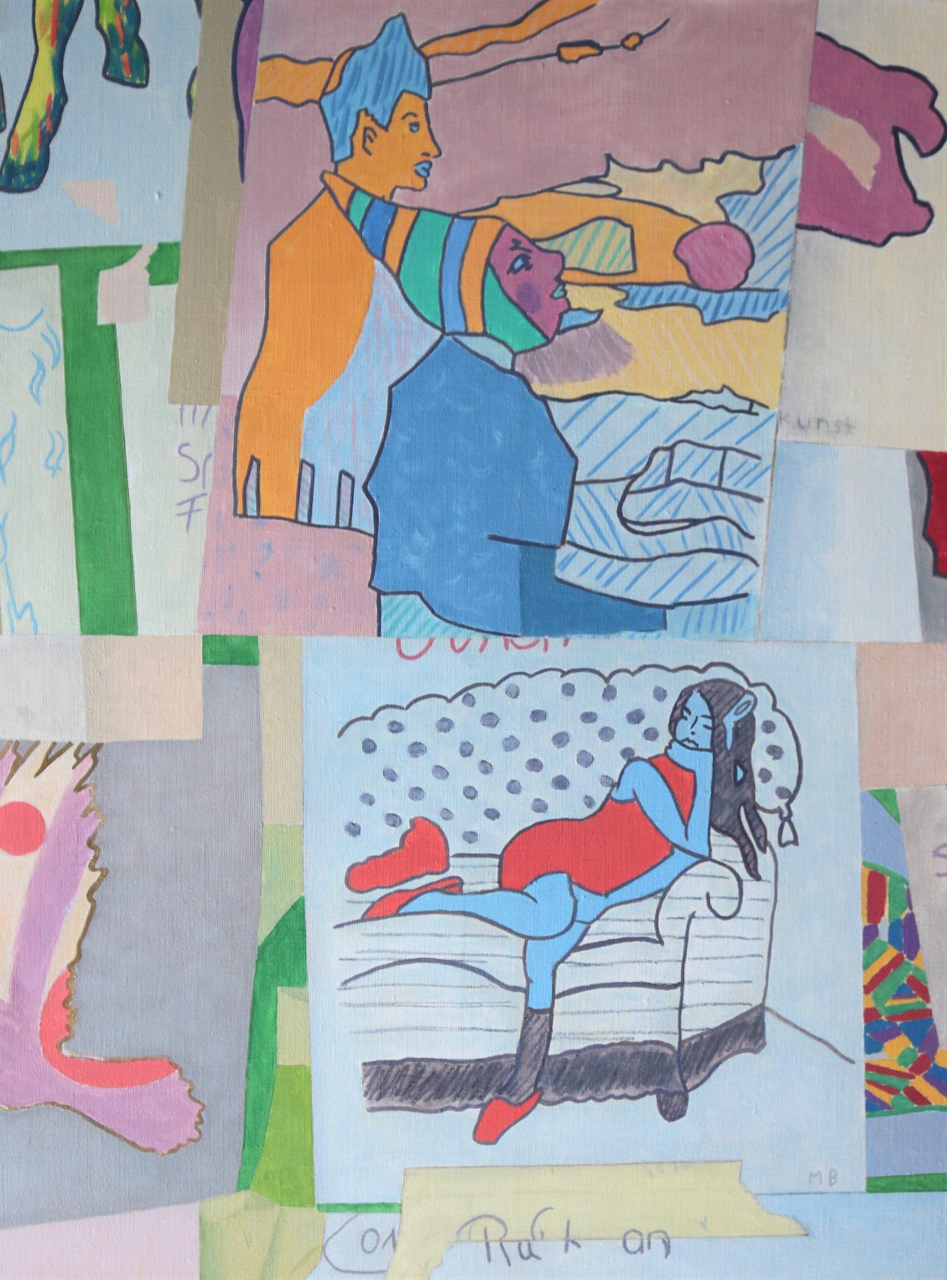 Ein Gemälde einer Frau, die auf einer Couch liegt