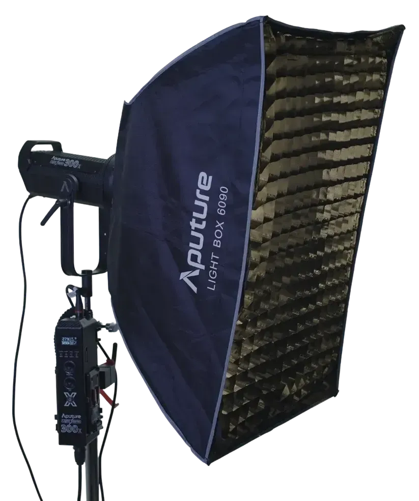Una caja de luz con la palabra aputure en ella