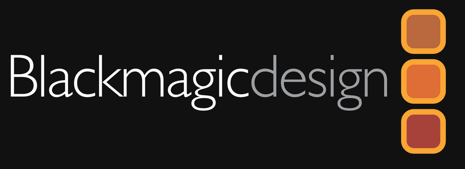 El logotipo de Blackmagic Design está sobre un fondo negro.