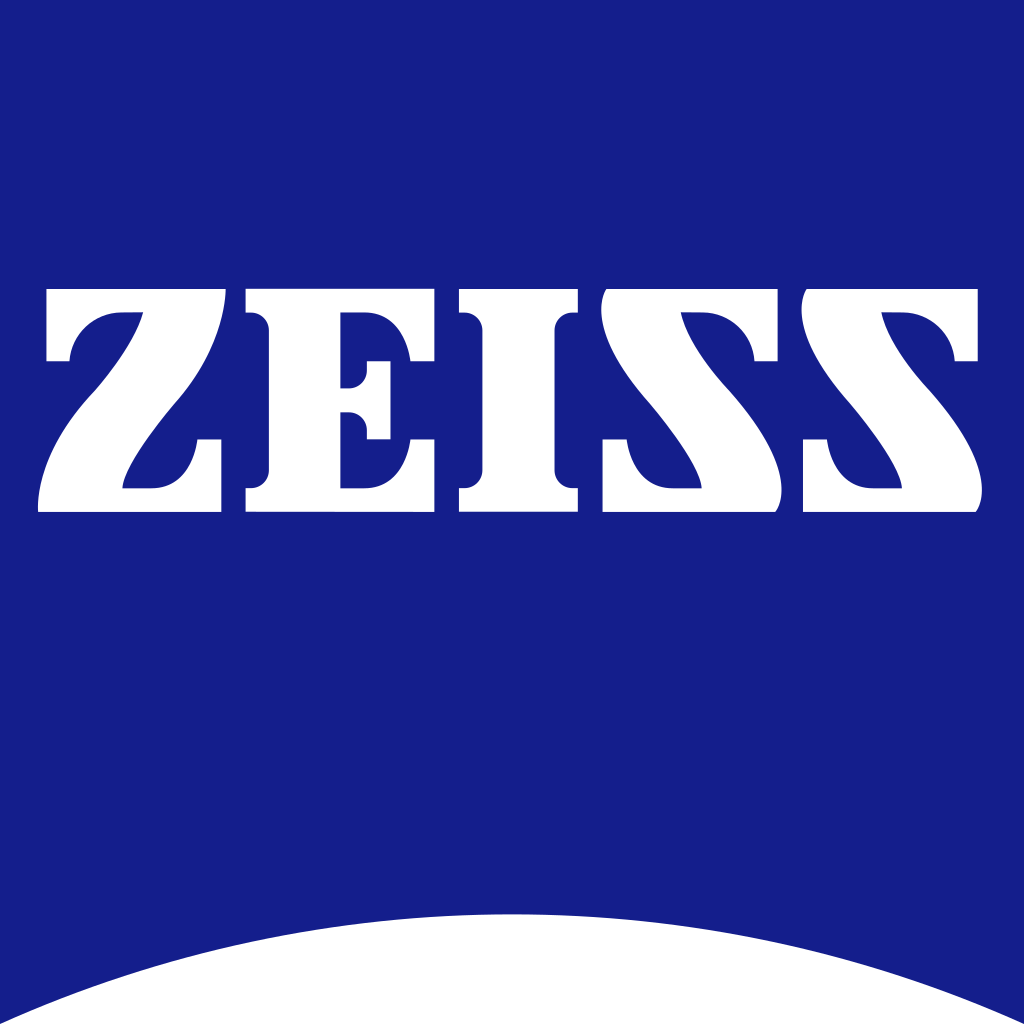 Un fondo azul con la palabra Zeiss.