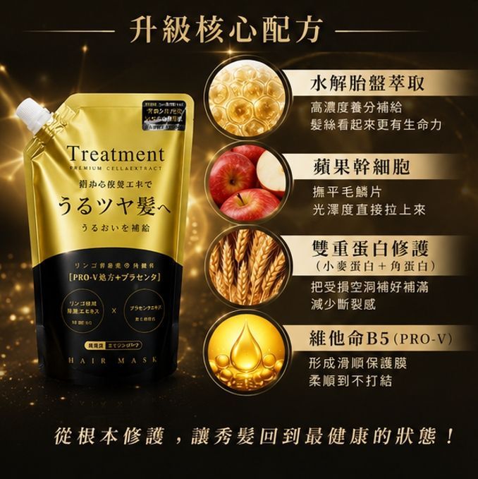 東京銀座沙龍限定!黑金升級版胎盤幹細胞修護髮膜 500ml