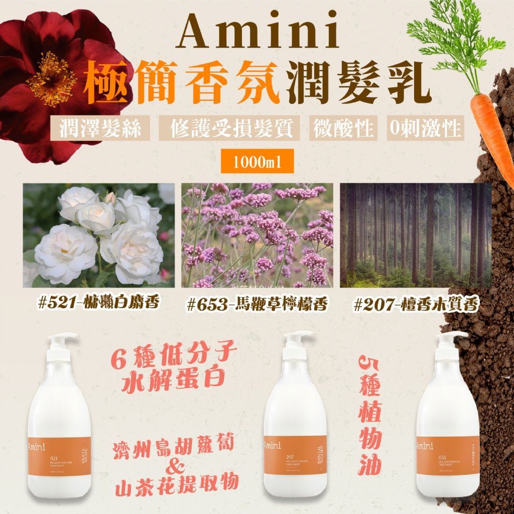 買一送一【韓國Amini】極簡香氛洗髮精/潤髮乳1000ml（3款）