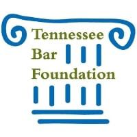 The tennessee bar foundation logo is a blue pillar with a spiral on it.