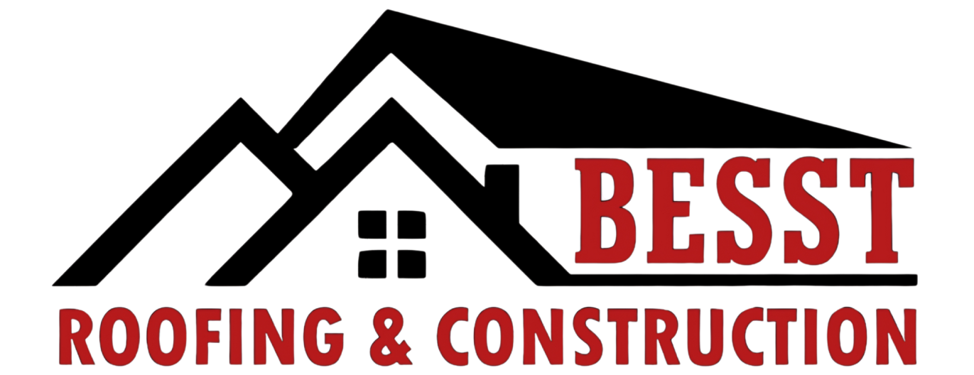 Logo with black roof outline, red "BESST", and "ROOFING & CONSTRUCTION" text.