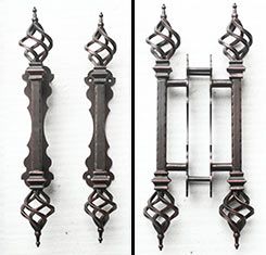 Three different types of door handles are shown on a white background.