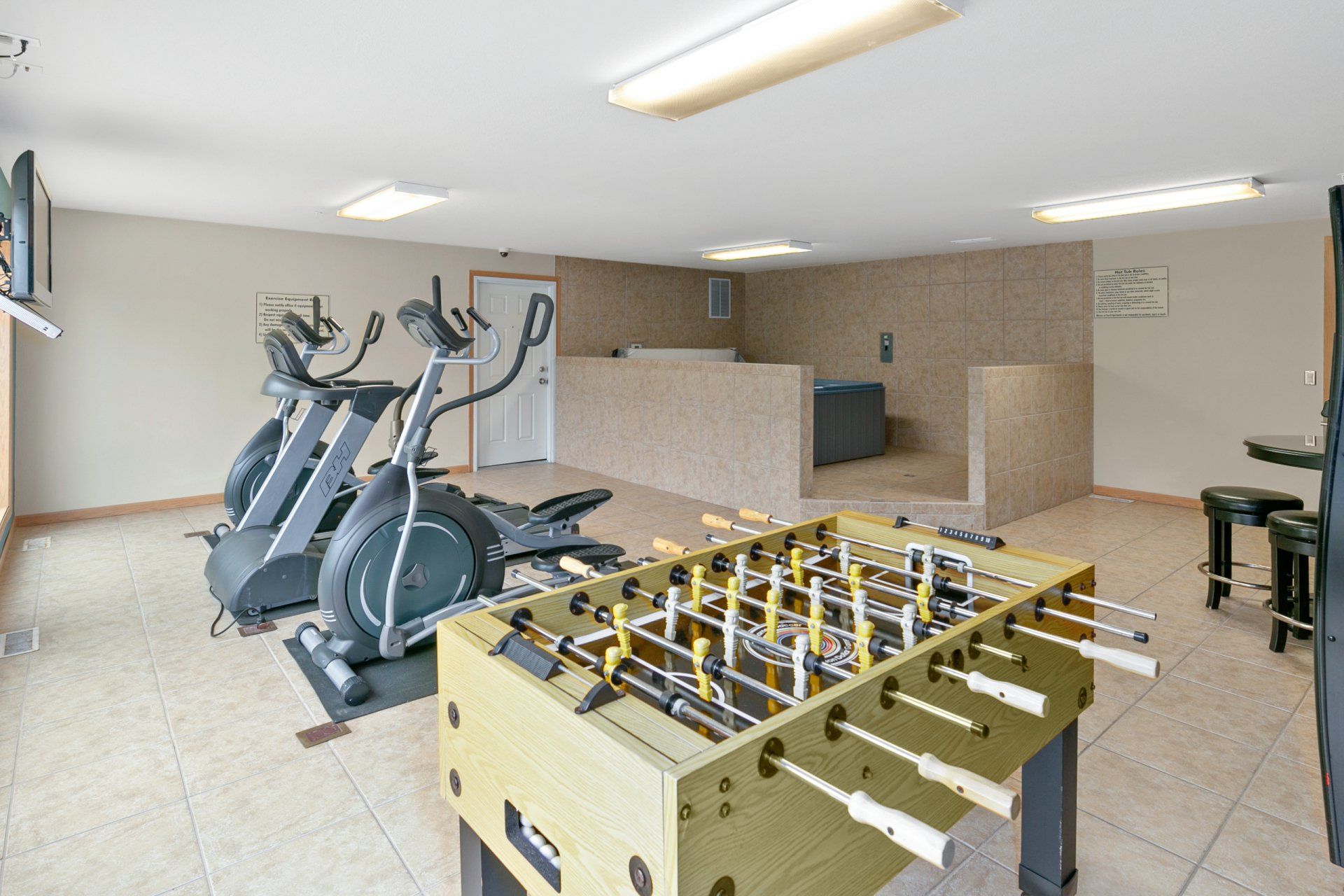 Treadmills and foosball table