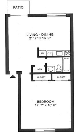 Floor Plan: 1 Bed Studio