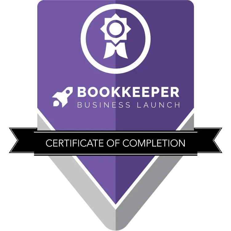 A certificate of completion for bookkeeper launch