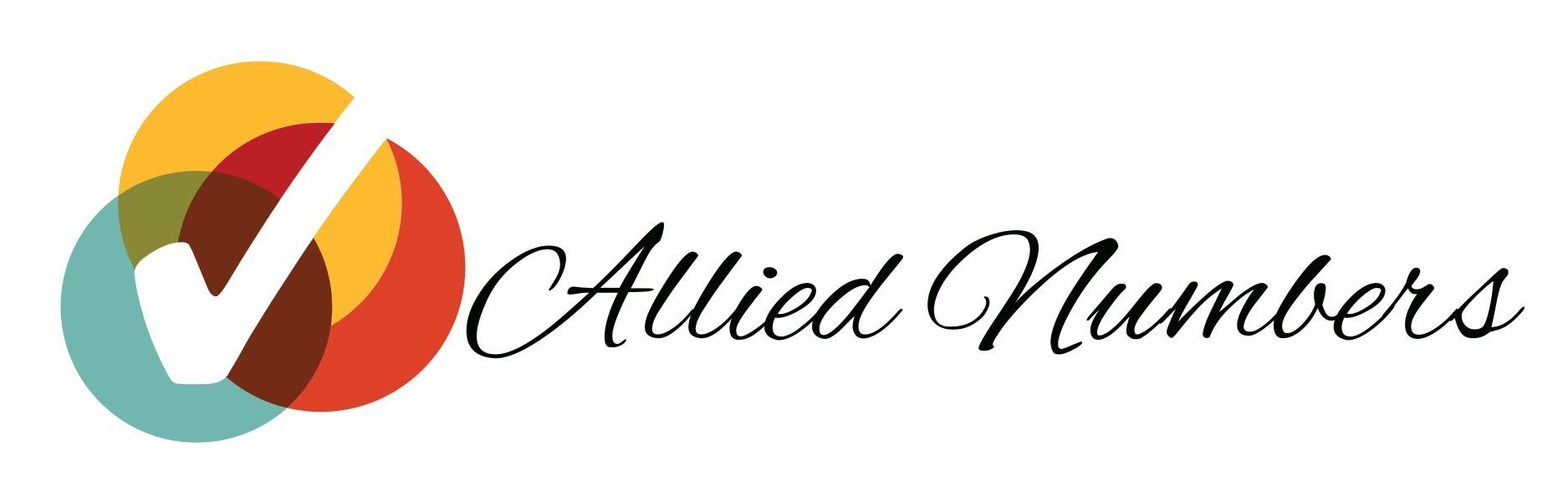 A logo for allied numbers with a check mark on it