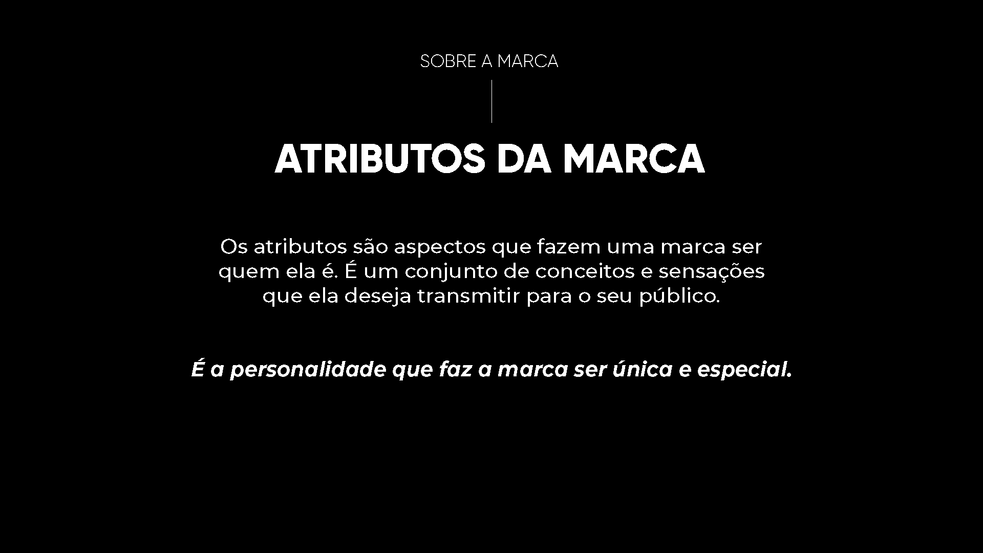 Um fundo preto com as palavras atributos da marca nele