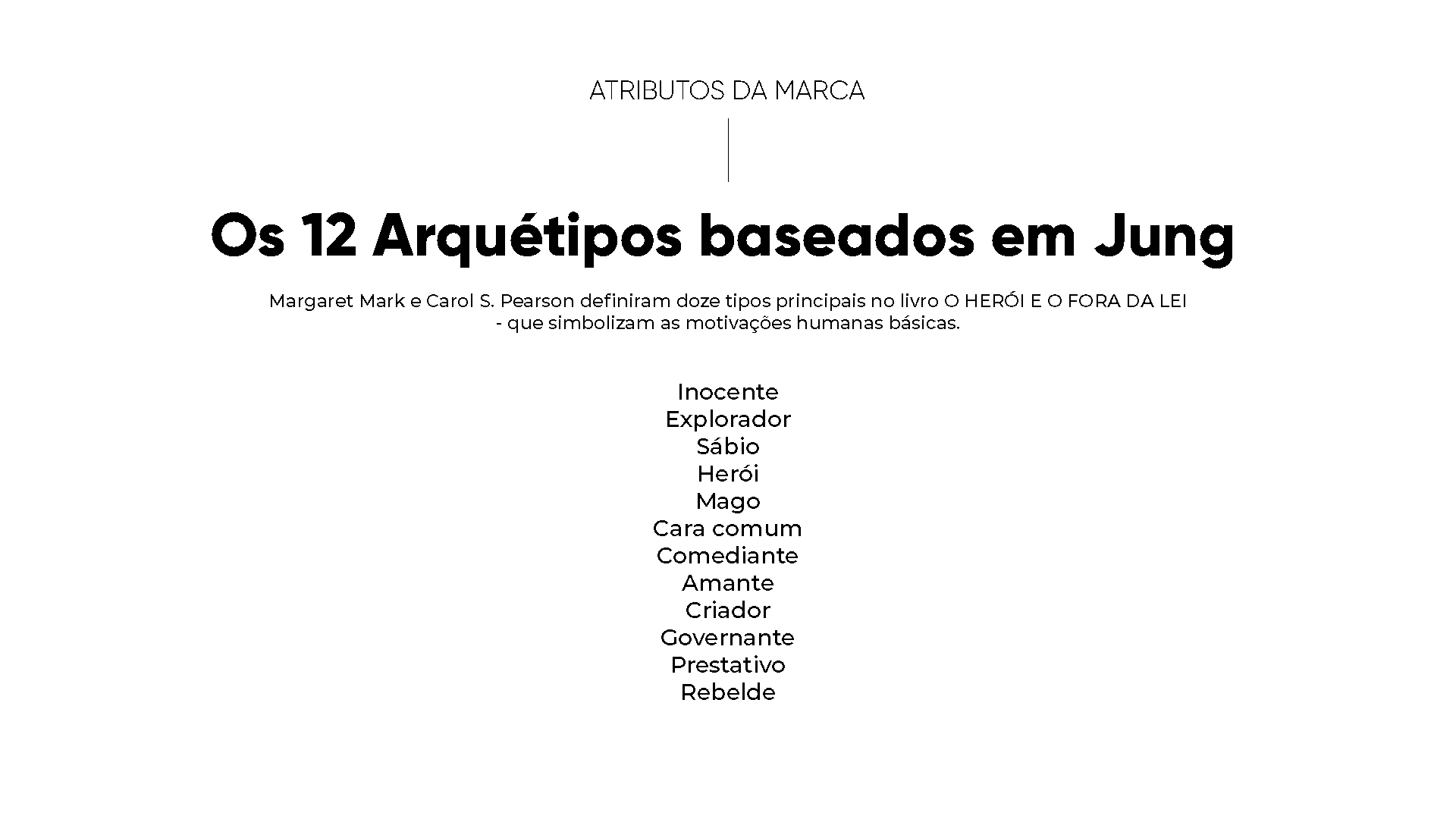A black and white image of a page that says os 12 arquitetipos baseados em jung