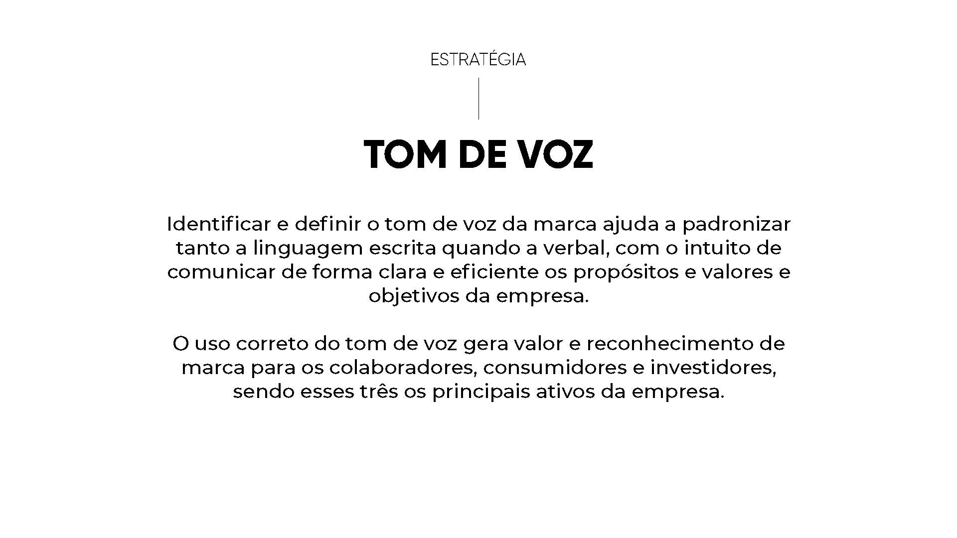 Tom de voz está escrito em português em um fundo branco.