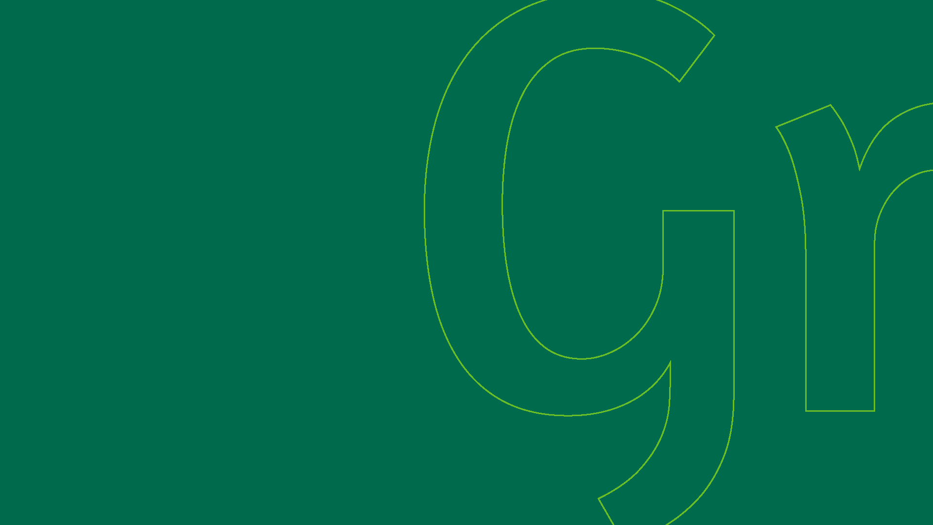 A letra g está contornada em verde sobre um fundo verde.