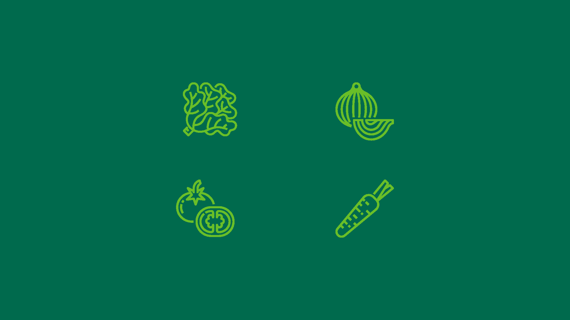 Um conjunto de ícones vegetais em um fundo verde.