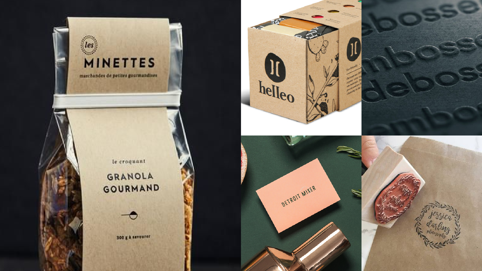 Uma colagem de imagens mostrando diferentes tipos de embalagens