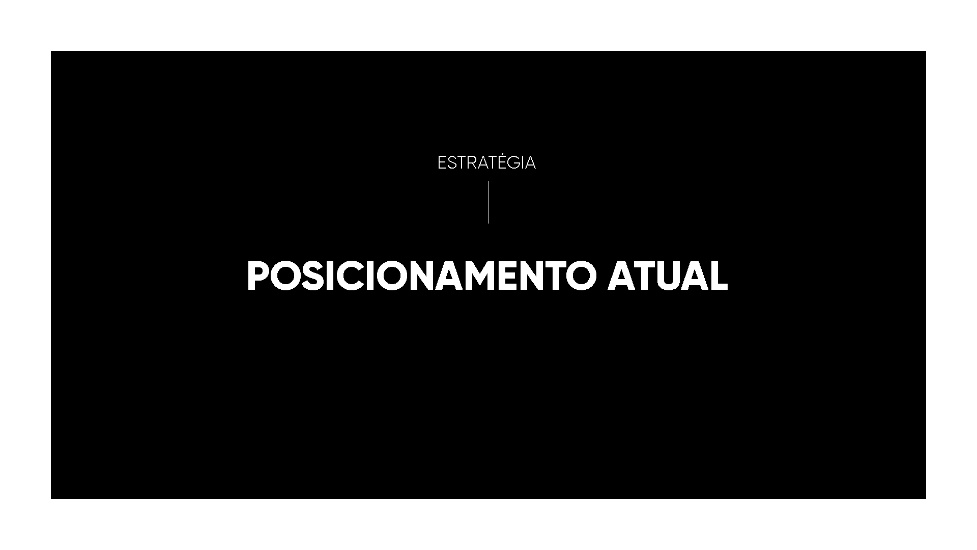 Um fundo preto com as palavras posicionamento atual nele.