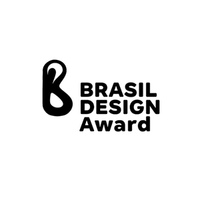 Um logotipo em preto e branco para o prêmio brasil design.