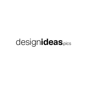 O logotipo para ideias de design é preto e branco em um fundo branco.