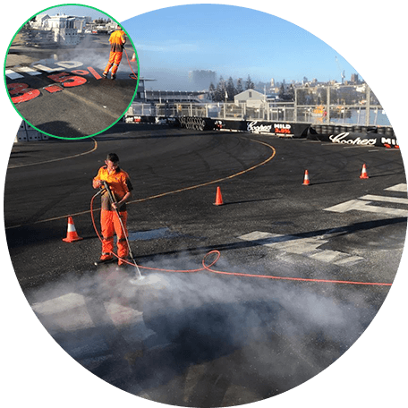 Man Removing Road Markings