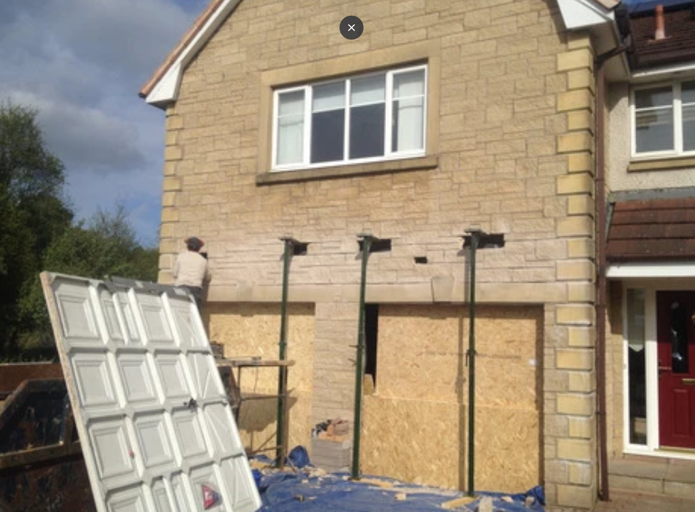 double garage conversion exterior before new windows added in Cumbernauld