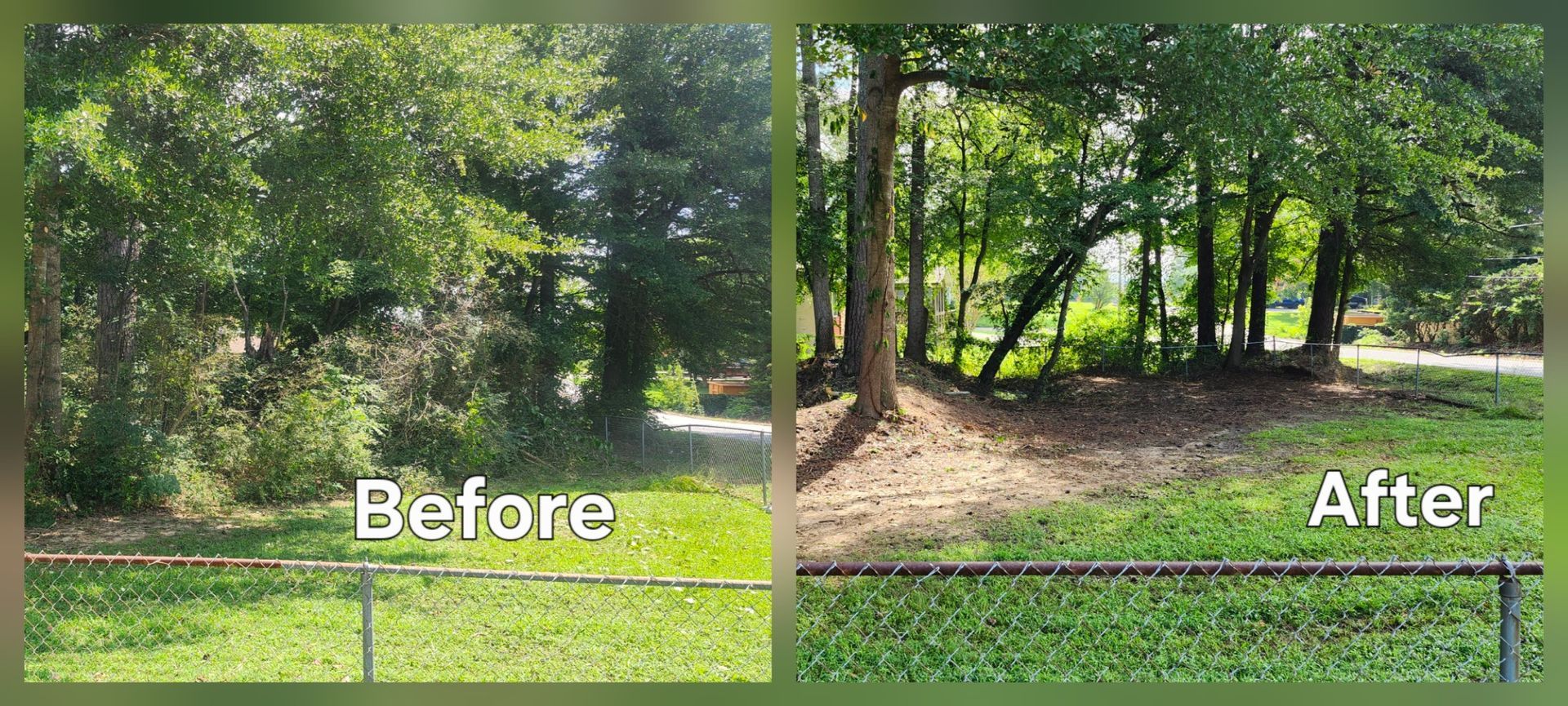Before and after view of a yard. The 