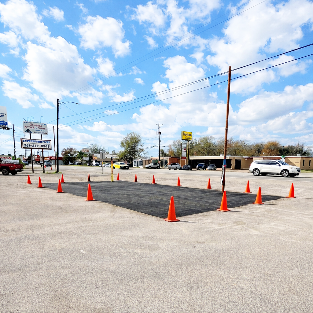 Asphalt Paving in Progress on A Large, Flat Surface — Sealy, TX — Sealy Paving, Inc.
