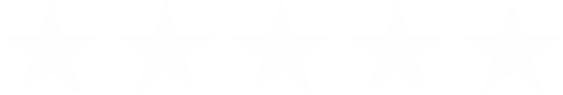 Five blue stars are lined up in a row on a white background.