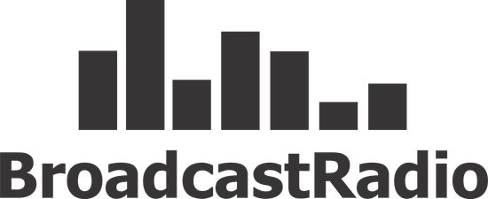 A purple and black logo for broadcast radio