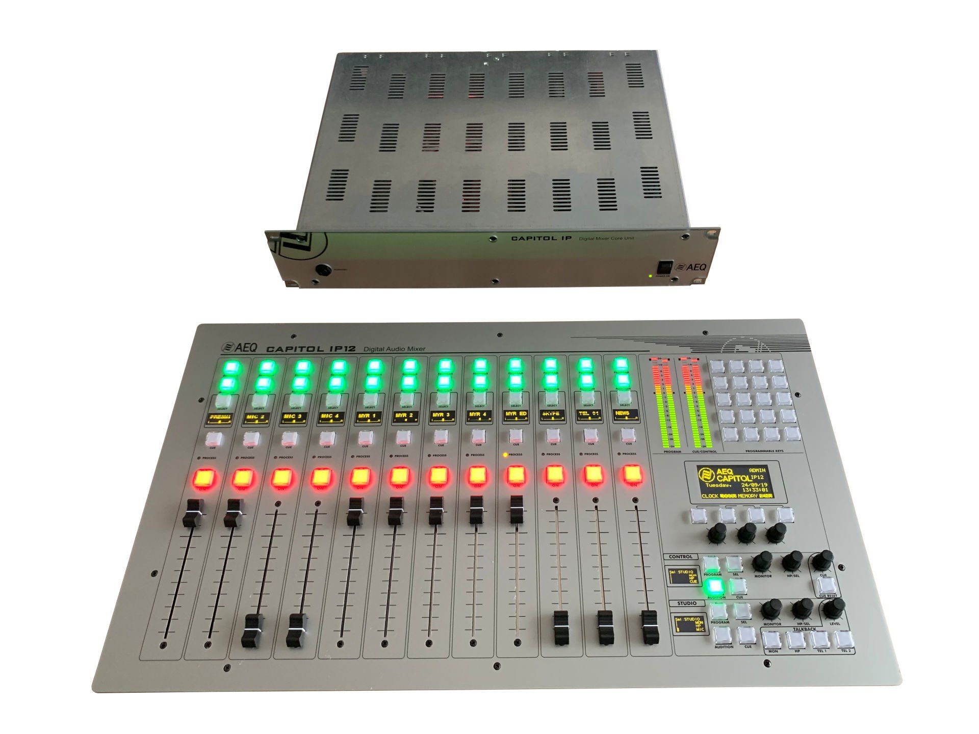 A mixer with a box on top of it