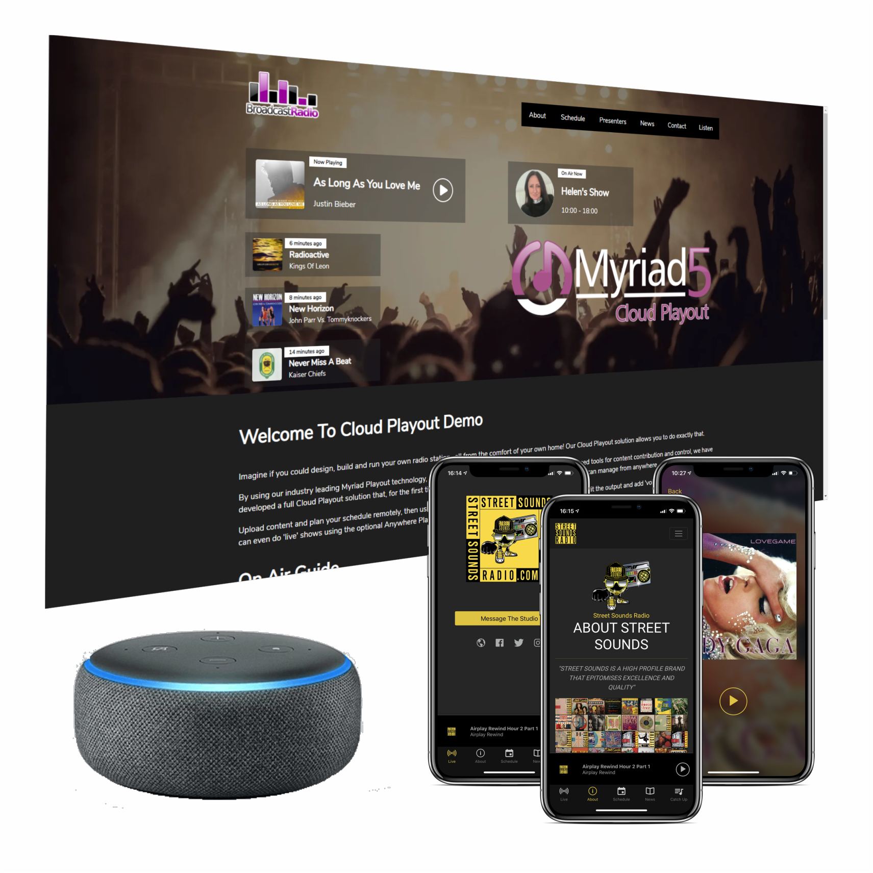 A display of a website called myriad 5