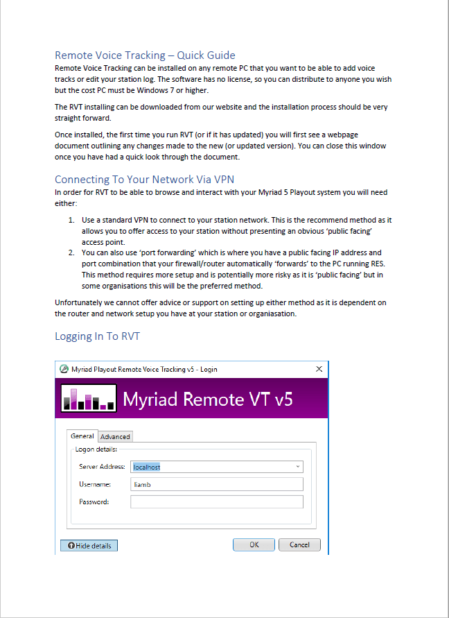 A remote voice tracking guide for myriad remote vt v5