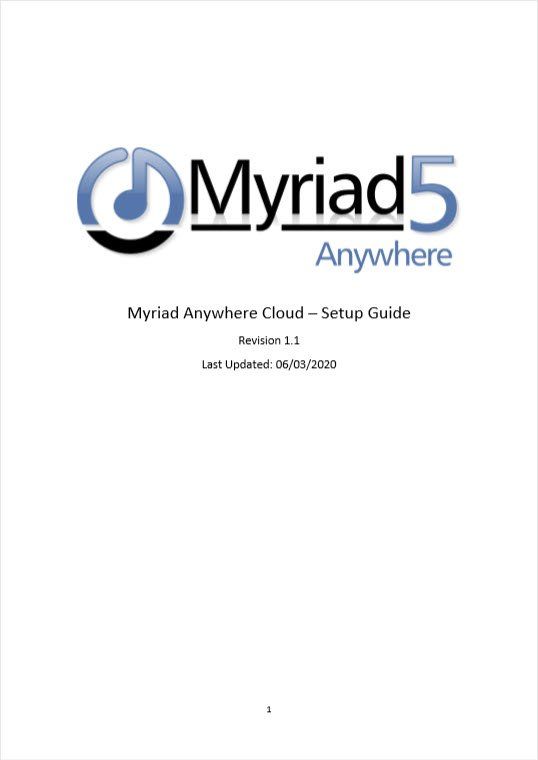 Myriad Anywhere Cloud - Setup Guide