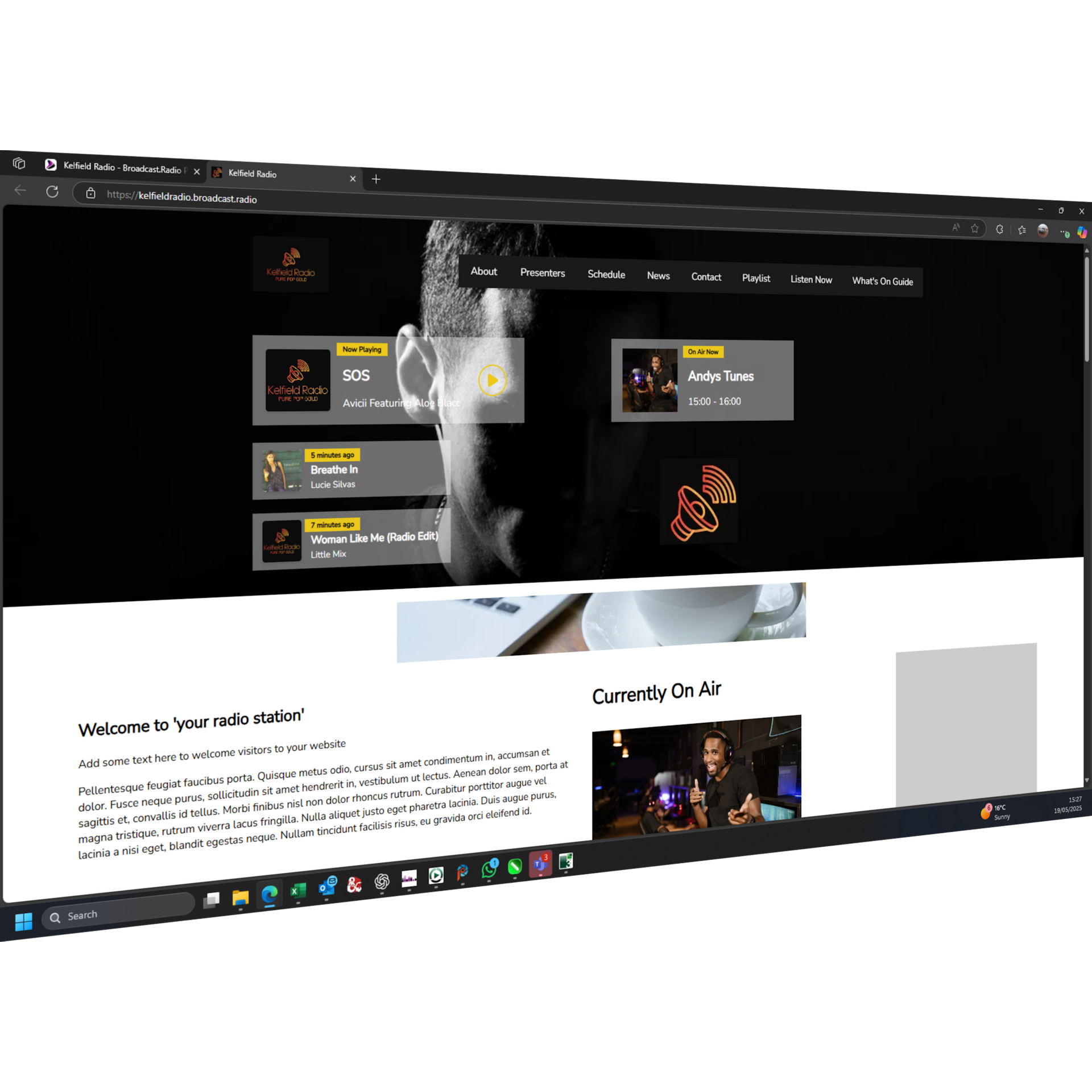 A computer screen shows a website called myriad 5