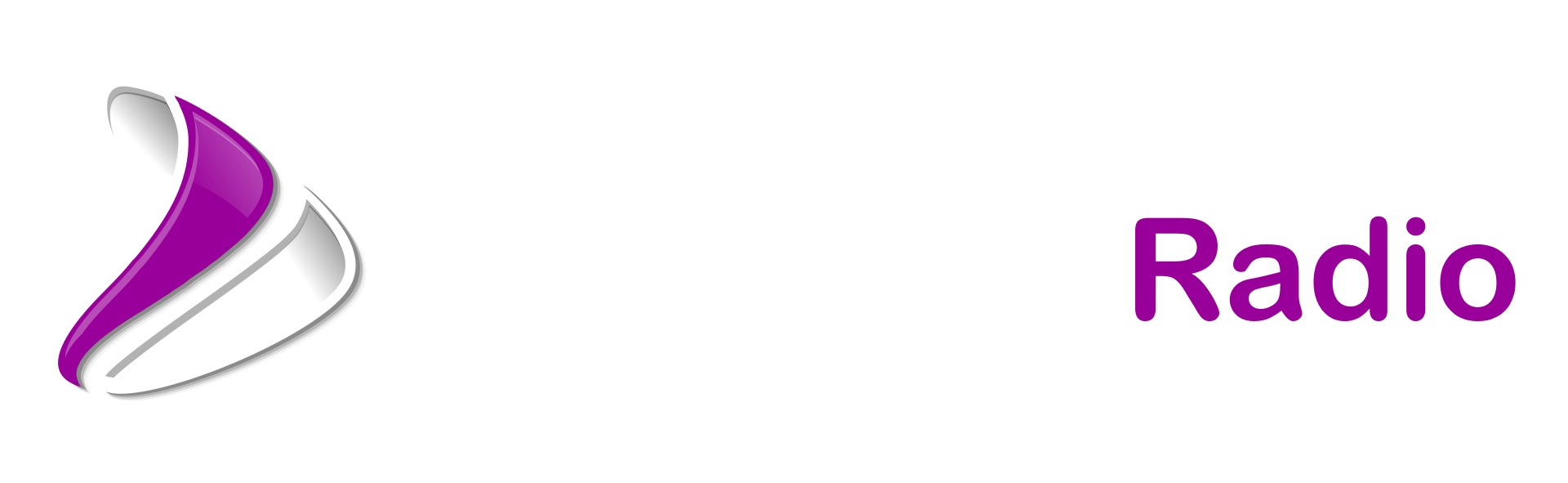 A purple and white logo for a radio station.