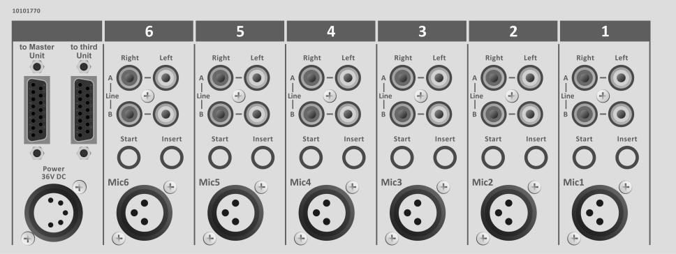A diagram of a mixer with a lot of connectors on it